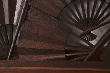 アンティーク雑貨　【展示品】ヒノキ・ケヤキ材　和製アンティーク　扇透かし欄間(1)