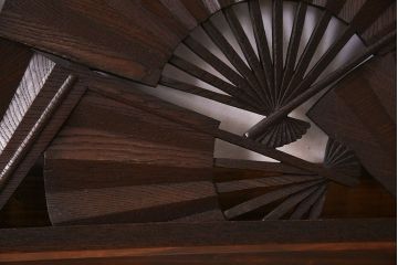 アンティーク雑貨　【展示品】ヒノキ・ケヤキ材　和製アンティーク　扇透かし欄間(1)