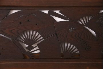 アンティーク雑貨　【展示品】ヒノキ・ケヤキ材　和製アンティーク　扇透かし欄間(1)