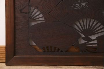 アンティーク雑貨　【展示品】ヒノキ・ケヤキ材　和製アンティーク　扇透かし欄間(1)