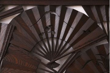 アンティーク雑貨　ヒノキ・ケヤキ材　和製アンティーク　扇透かし欄間(2)