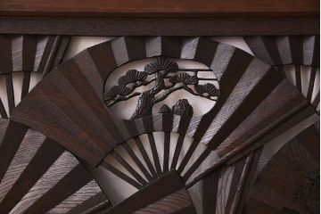 アンティーク雑貨　ヒノキ・ケヤキ材　和製アンティーク　扇透かし欄間(2)