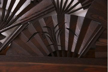 アンティーク雑貨　ヒノキ・ケヤキ材　和製アンティーク　扇透かし欄間(2)