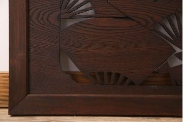 アンティーク雑貨　ヒノキ・ケヤキ材　和製アンティーク　扇透かし欄間(2)