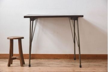 アンティーク家具　ジャンク品　和製アンティーク　古材を使った鉄脚テーブル