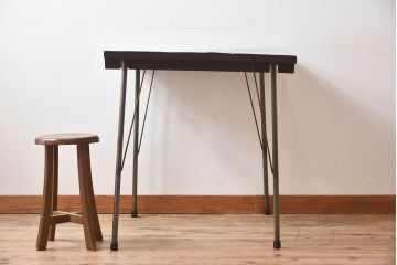 アンティーク家具　ジャンク品　和製アンティーク　古材を使った鉄脚テーブル