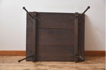 アンティーク家具　ジャンク品　和製アンティーク　古材を使った鉄脚テーブル