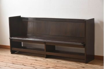 アンティーク家具　和製アンティーク　日本製　ナラ材でできたチャーチベンチ