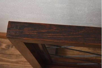 アンティーク雑貨　和製アンティーク　ケヤキ・ヒノキ材　ステンドガラス入りの衝立