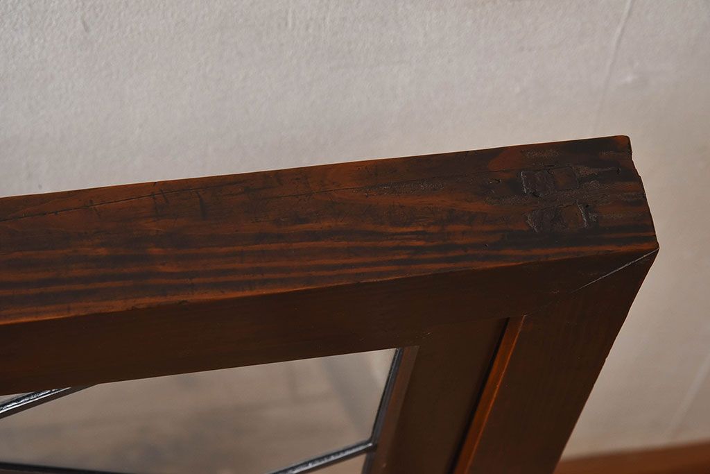 アンティーク雑貨　和製アンティーク　ケヤキ・ヒノキ材　ステンドガラス入りの衝立