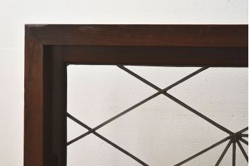 アンティーク雑貨　和製アンティーク　ケヤキ・ヒノキ材　ステンドガラス入りの衝立