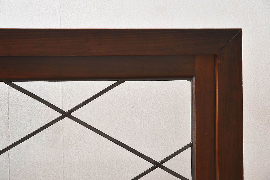 アンティーク雑貨　和製アンティーク　ケヤキ・ヒノキ材　ステンドガラス入りの衝立