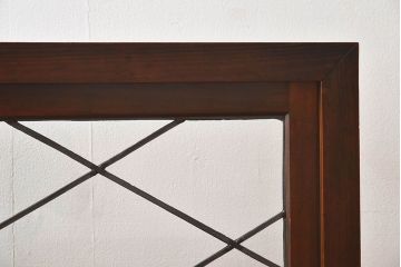 アンティーク雑貨　和製アンティーク　ケヤキ・ヒノキ材　ステンドガラス入りの衝立