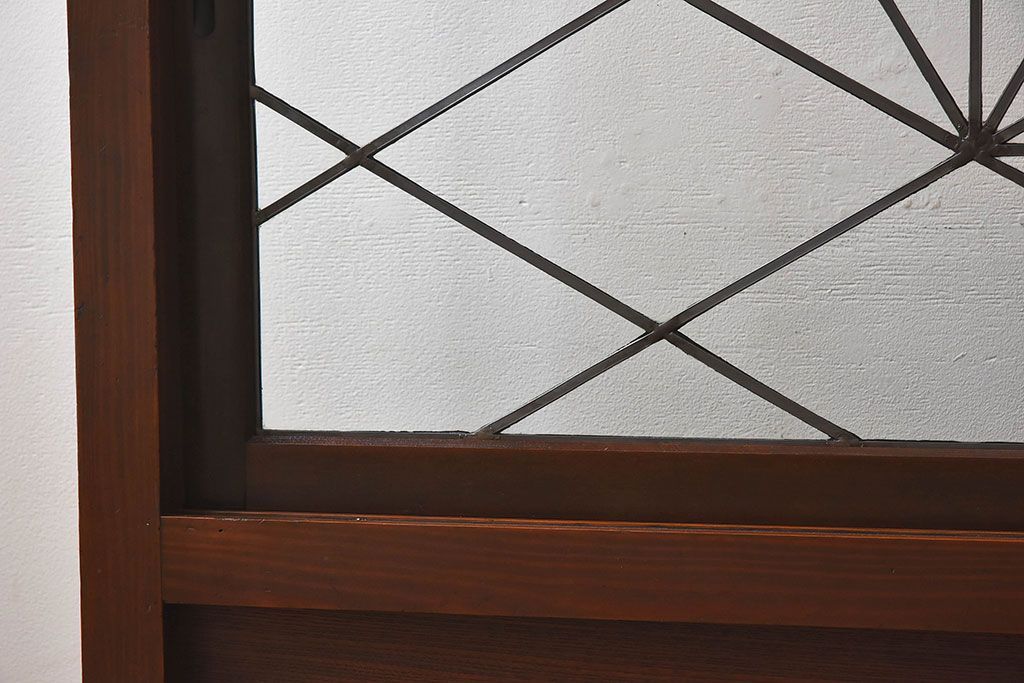 アンティーク雑貨　和製アンティーク　ケヤキ・ヒノキ材　ステンドガラス入りの衝立