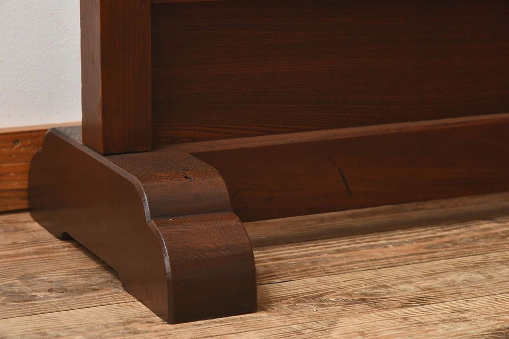 アンティーク雑貨　和製アンティーク　ケヤキ・ヒノキ材　ステンドガラス入りの衝立