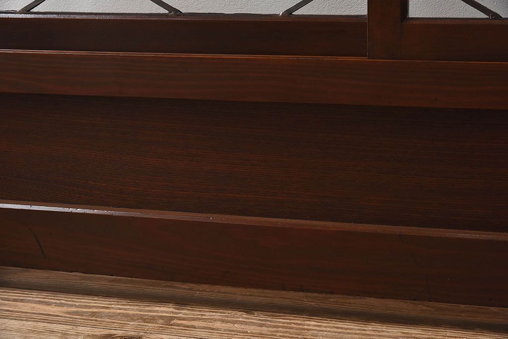 アンティーク雑貨　和製アンティーク　ケヤキ・ヒノキ材　ステンドガラス入りの衝立