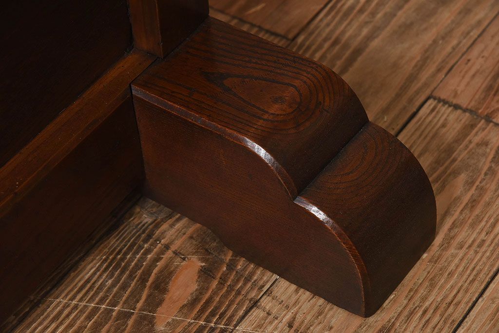 アンティーク雑貨　和製アンティーク　ケヤキ・ヒノキ材　ステンドガラス入りの衝立