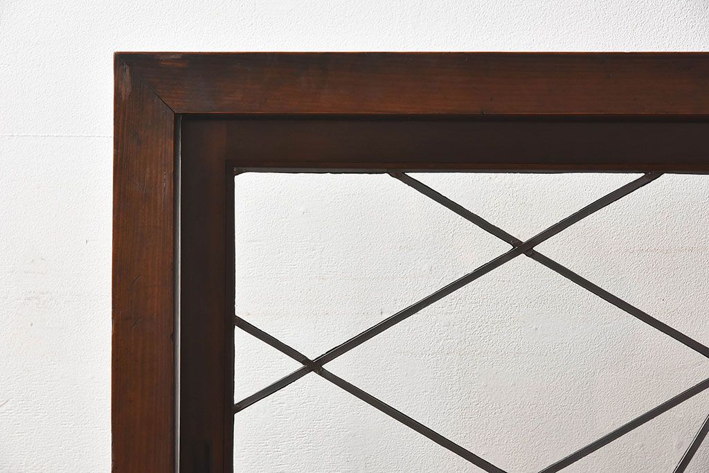 アンティーク雑貨　和製アンティーク　ケヤキ・ヒノキ材　ステンドガラス入りの衝立