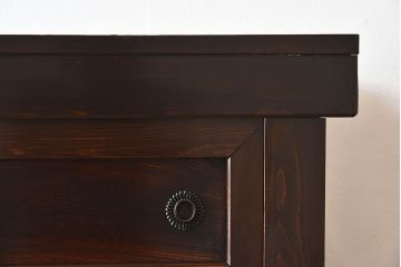 アンティーク家具　古民具・骨董　京都産　透かし彫り　上品な重ね三尺水屋箪笥(食器棚、収納棚)