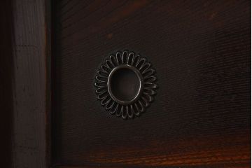 アンティーク家具　古民具・骨董　京都産　透かし彫り　上品な重ね三尺水屋箪笥(食器棚、収納棚)