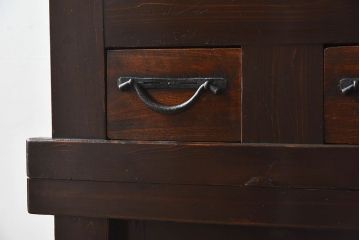 アンティーク家具　古民具・骨董　京都産　透かし彫り　上品な重ね三尺水屋箪笥(食器棚、収納棚)