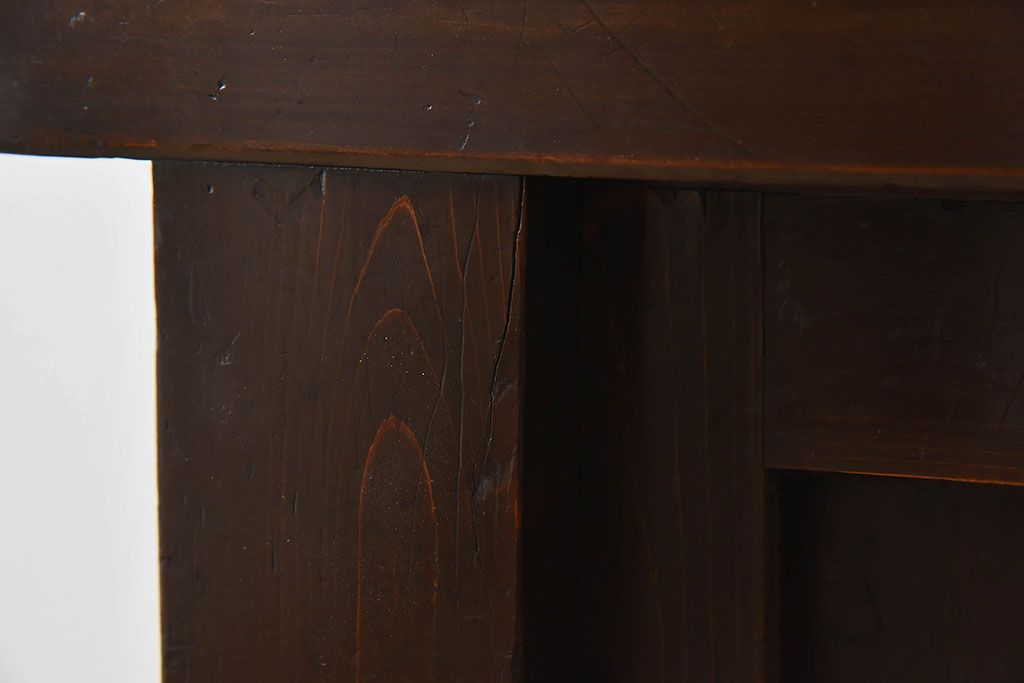 アンティーク家具　古民具・骨董　京都産　透かし彫り　上品な重ね三尺水屋箪笥(食器棚、収納棚)