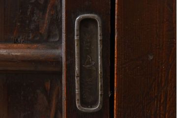 アンティーク家具　古民具・骨董　京都産　透かし彫り　上品な重ね三尺水屋箪笥(食器棚、収納棚)