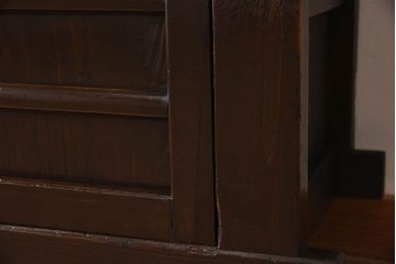 アンティーク家具　古民具・骨董　京都産　透かし彫り　上品な重ね三尺水屋箪笥(食器棚、収納棚)