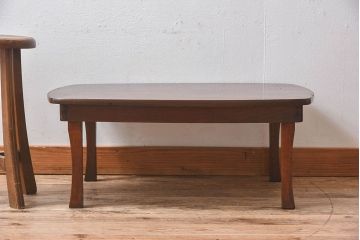 レトロ家具　昭和レトロ　天板一枚板　和製アンティーク角ちゃぶ台