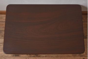レトロ家具　昭和レトロ　和製アンティーク　栓材一枚板!古い木の味わい深い角ちゃぶ台(2)