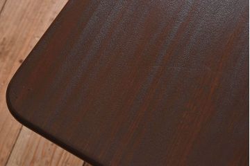 レトロ家具　昭和レトロ　和製アンティーク　栓材一枚板!古い木の味わい深い角ちゃぶ台(2)