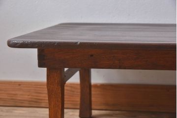 レトロ家具　昭和レトロ　和製アンティーク　栓材一枚板!古い木の味わい深い角ちゃぶ台(2)