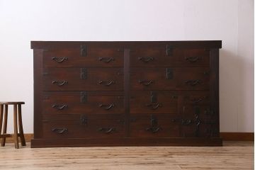 アンティーク家具　和製アンティーク　前面ヒノキ材　収納箪笥サイドボード(水屋箪笥)