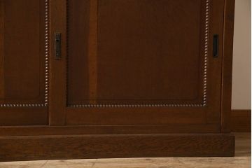 アンティーク家具　大正ロマン　高級品　色ガラス入り食器棚(収納棚、キャビネット)