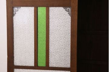 アンティーク家具　大正ロマン　高級品　色ガラス入り食器棚(収納棚、キャビネット)