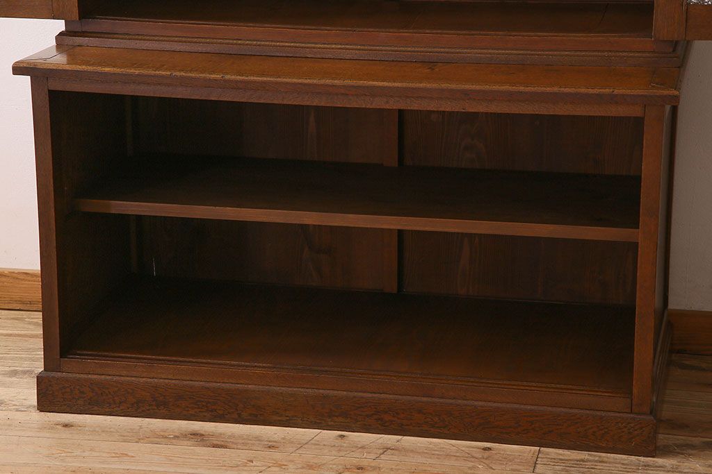 アンティーク家具　大正ロマン　高級品　色ガラス入り食器棚(収納棚、キャビネット)