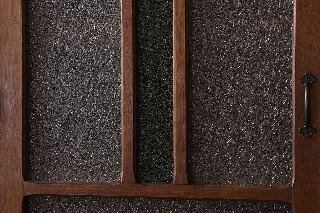 アンティーク家具　大正ロマン　高級品　色ガラス入り食器棚(収納棚、キャビネット)