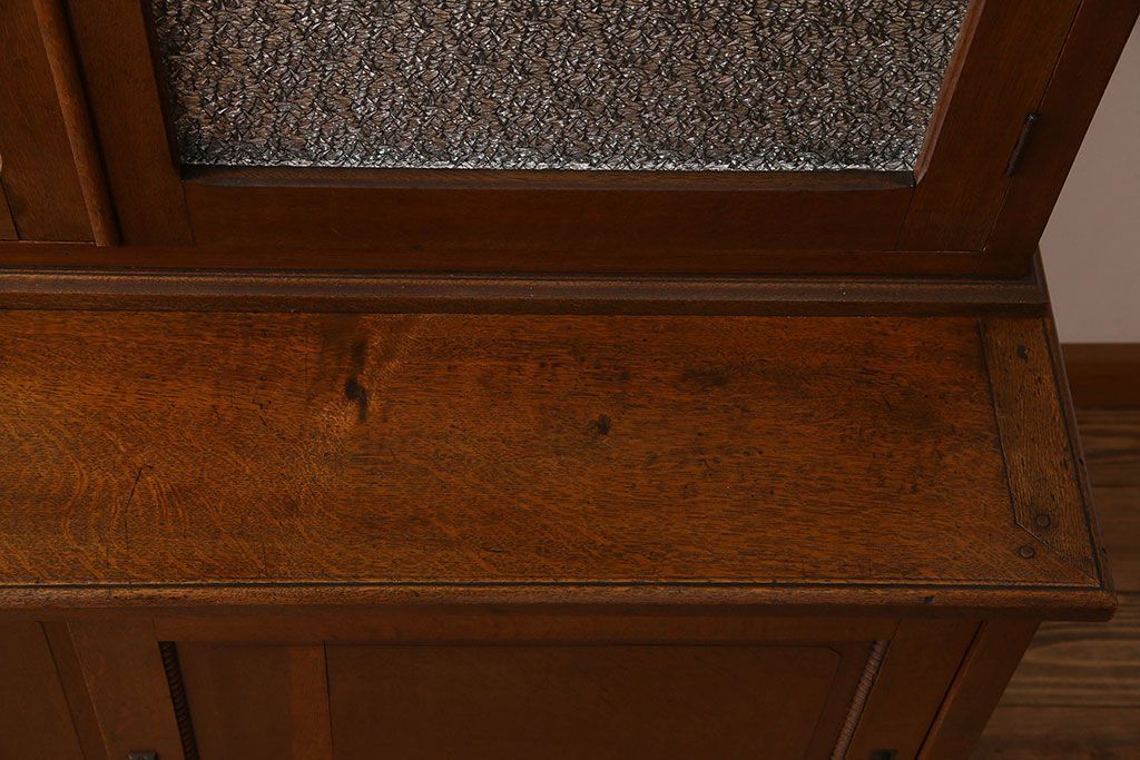 アンティーク家具　大正ロマン　高級品　色ガラス入り食器棚(収納棚、キャビネット)