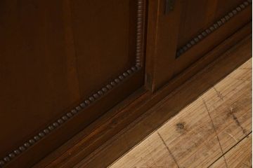 アンティーク家具　大正ロマン　高級品　色ガラス入り食器棚(収納棚、キャビネット)