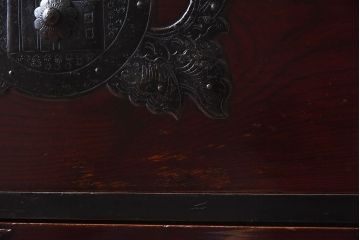 アンティーク家具　和製アンティーク　前面ケヤキ材　鉄脚箪笥(仙台箪笥)ローボード