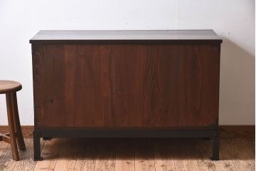 アンティーク家具　和製アンティーク　前面ケヤキ材　鉄脚箪笥(仙台箪笥)ローボード