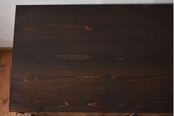 アンティーク家具　和製アンティーク　ヒノキ材天板　鉄脚収納棚