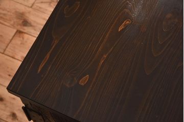 アンティーク家具　和製アンティーク　ヒノキ材天板　鉄脚収納棚