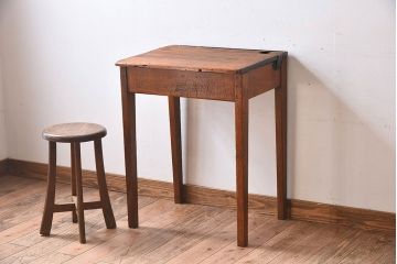アンティーク家具　イギリスアンティーク　ブナ材　スクールデスク(平机)(2)