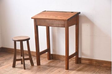 アンティーク家具　イギリスアンティーク　ブナ材　スクールデスク(平机)(3)