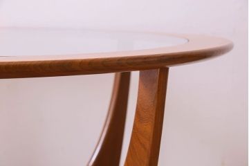 ヴィンテージ家具 G-plan(ジープラン) 北欧ビンテージ チーク材 ガラストップラウンドテーブル(センターテーブル・コーヒーテーブル)(3)