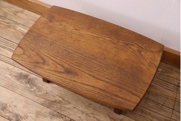 レトロ家具　昭和レトロ　栗材　天板の形がお洒落なちゃぶ台