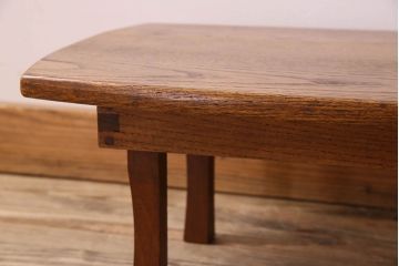 レトロ家具　昭和レトロ　栗材　天板の形がお洒落なちゃぶ台