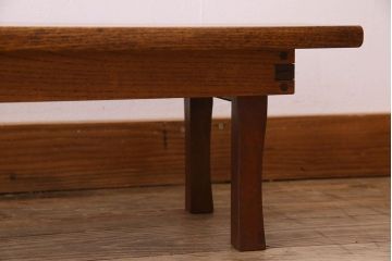 レトロ家具　昭和レトロ　栗材　天板の形がお洒落なちゃぶ台