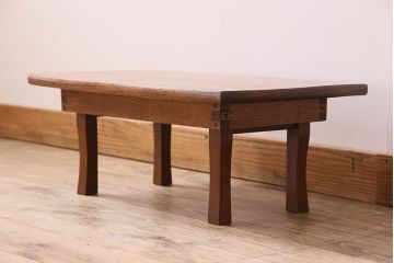 レトロ家具　昭和レトロ　栗材　天板の形がお洒落なちゃぶ台
